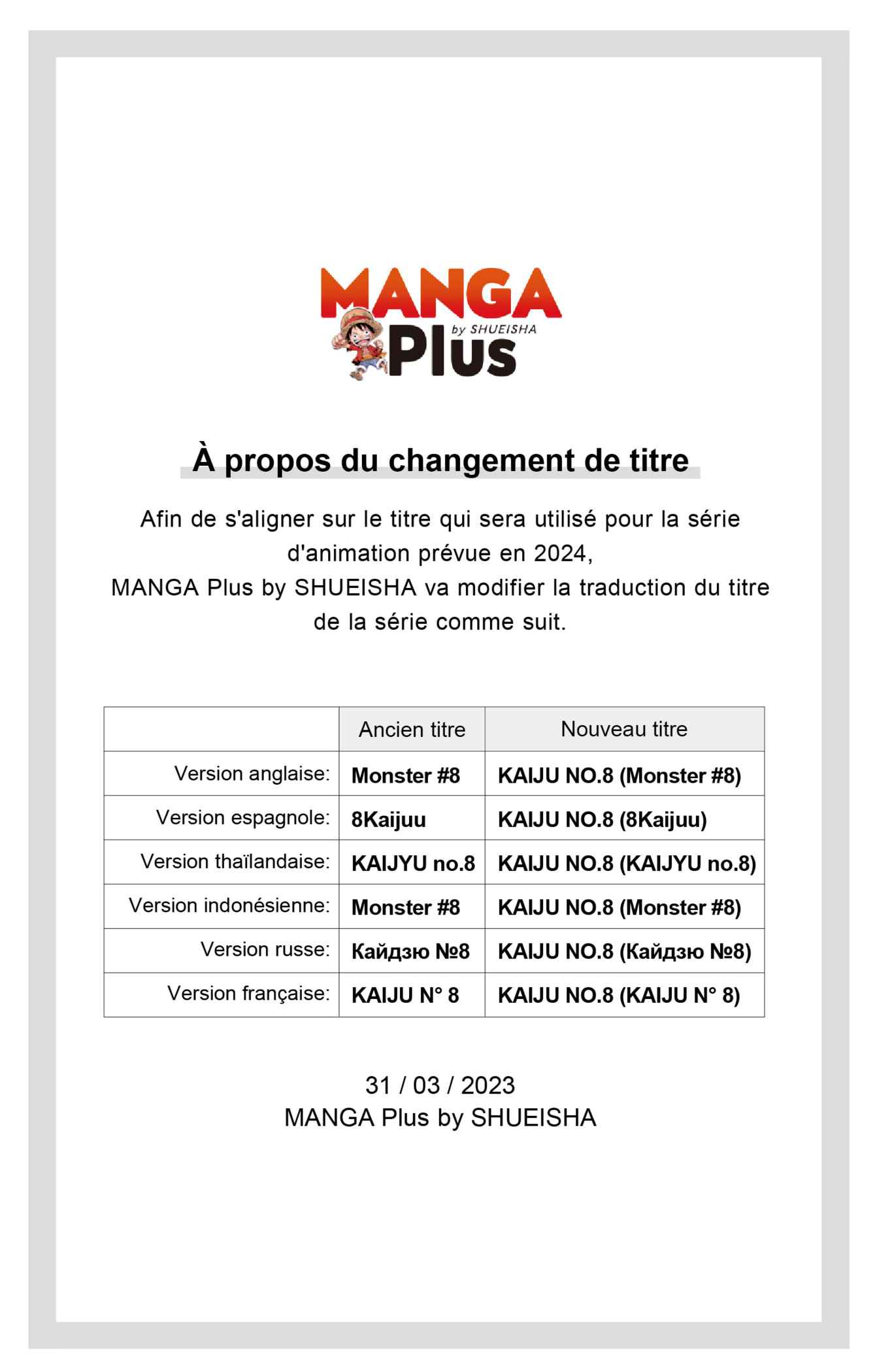 Read Kaiju N°8 FRANCAIS Manga Online